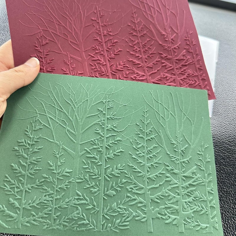 Arbuya 3D Christmas Woodland Plastic Embossing Folders for Card Making 3 d Pine Trees Embossing Folder for Gift Tag Paper Crafting Home Decoration 5"x7" - Image 4